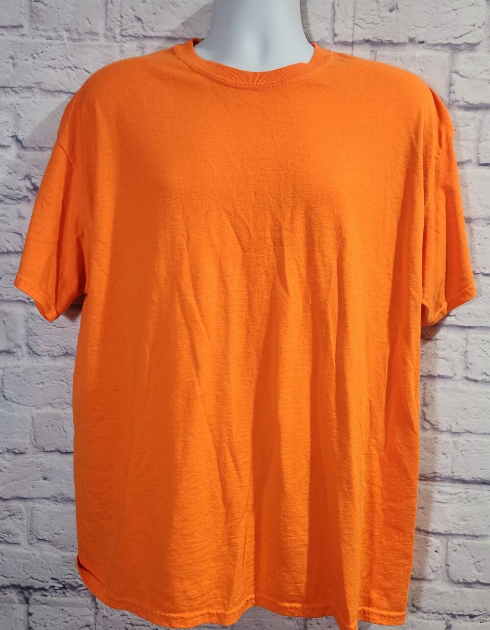 Gildan Bright Orange Crew Neck Short Sleeves T Shirt XL Lightweight DryBlend